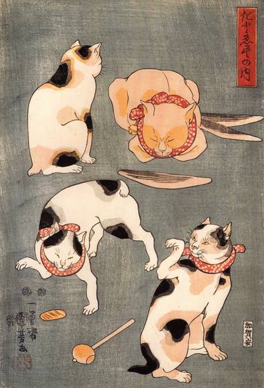Playful Cats by Kuniyoshi