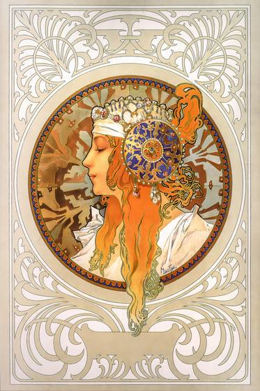 Alphonse Mucha Byzantine Heads Blonde