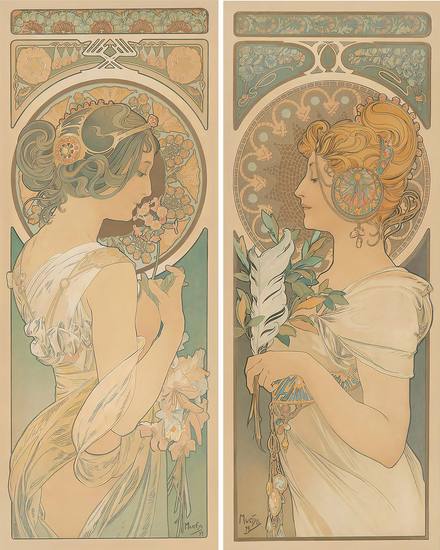 Alphonse Mucha Plume et Primevere