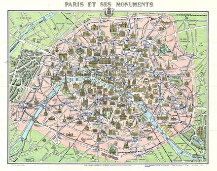 Map of Paris W Monuments