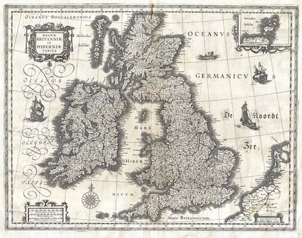 Blaeu Map of the British Isles England Scotland Ireland Geographicus Britanniaehiberniae Blaeu