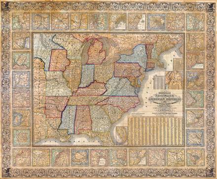 Mitchell Wall Map of the United States Partial Republic of Texas