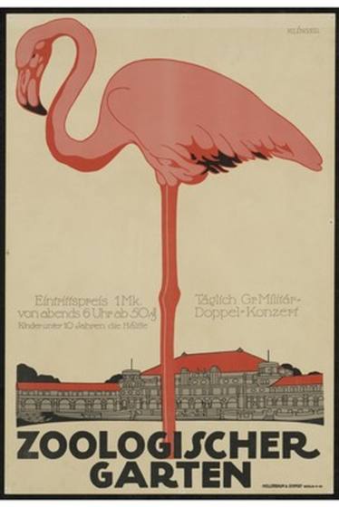 Vintage Zoo Flamingo Poster