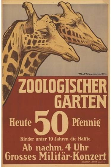 Vintage Zoo Giraffes Poster