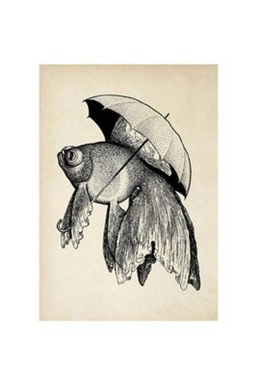 Antique Fish with Umbrella