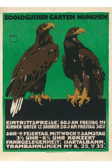 Vintage Zoo Eagles Poster by Ludwig Hohlwein