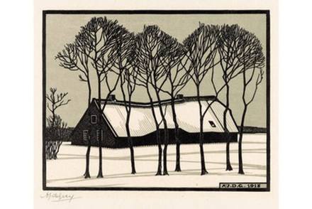 Farm in Snow by Julie de Graag