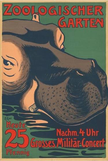 Vintage Zoo Hippopotamus Poster
