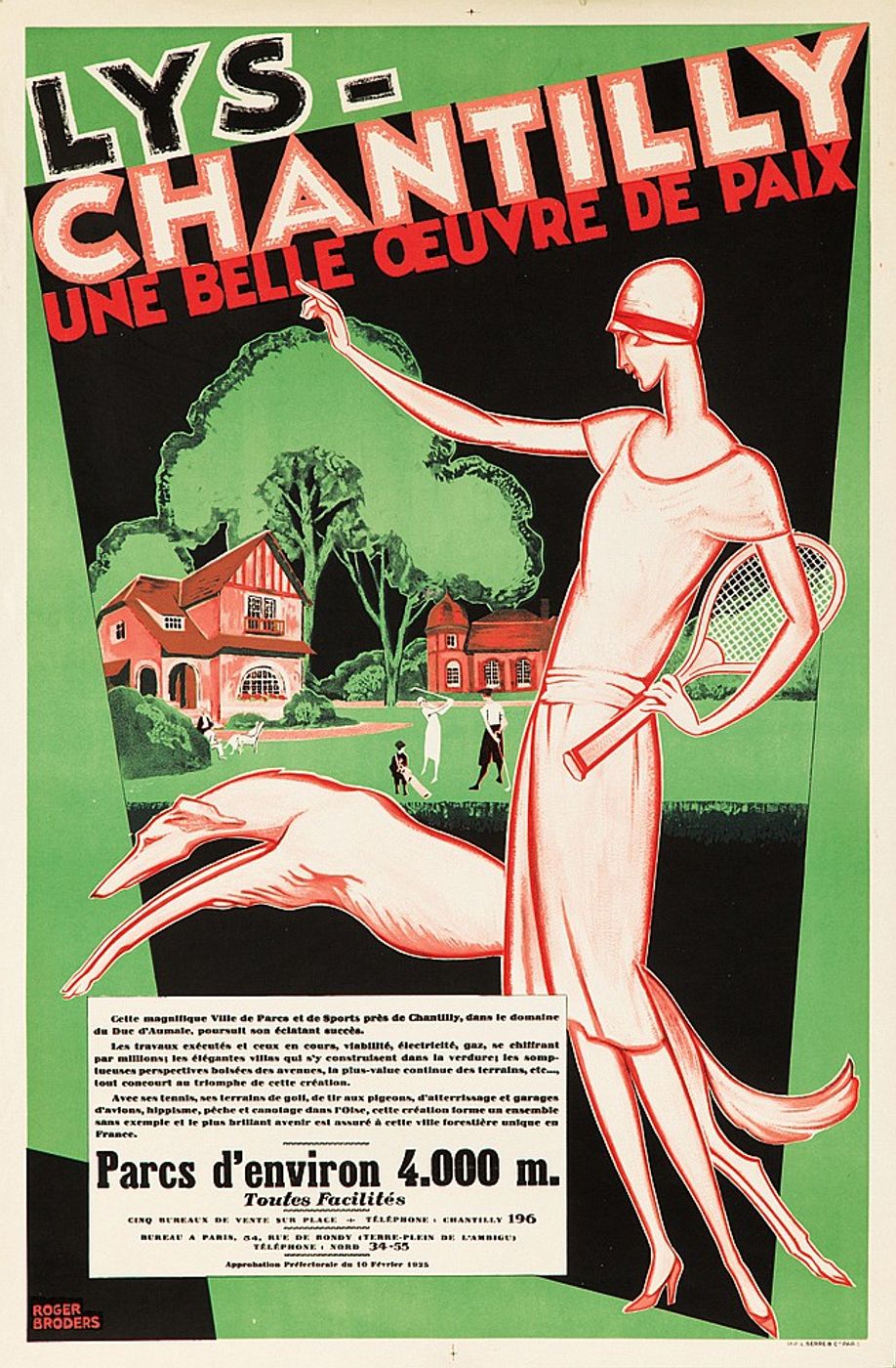 Lys-Chantilly 1925 - Roger Broders Vintage French Travel Poster, Art Deco PLM Railway Print, Alpine Riviera Wall Art