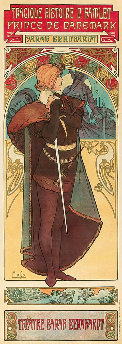 Hamlet 1899 - Alphonse Mucha Art Nouveau Poster, Belle Epoque French Print, Woman Portrait Wall Art