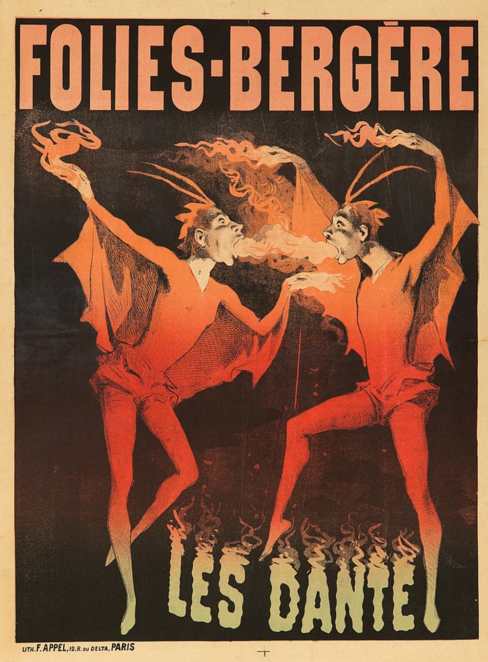 Folies-Bergere / Les Dante 1890 - Vintage Poster, Belle Epoque French Print, Poster Art Wall Art