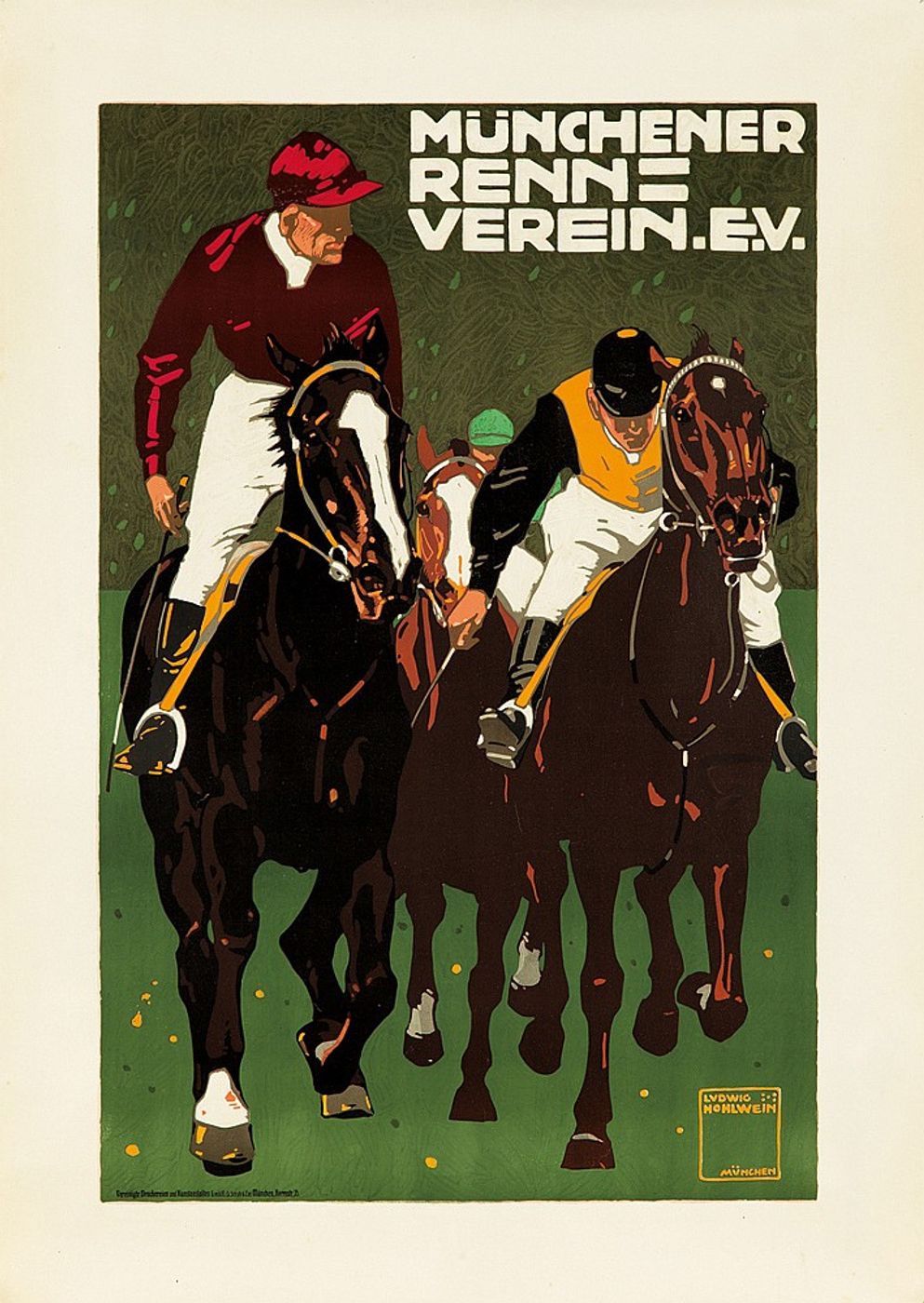 Munchener Renn Verein 1910 - Ludwig Hohlwein Vintage German Poster, Horse Racing Sport Print, Munich Wall Art