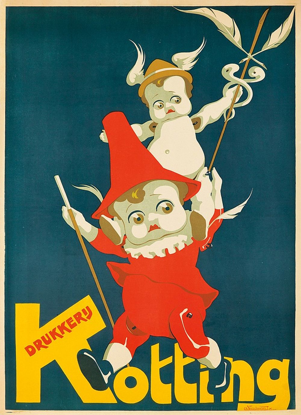 Drukkerij Kotting 1916 - Charles Verschuuren, Jr Vintage Poster, Belle Epoque French Print, Poster Art Wall Art