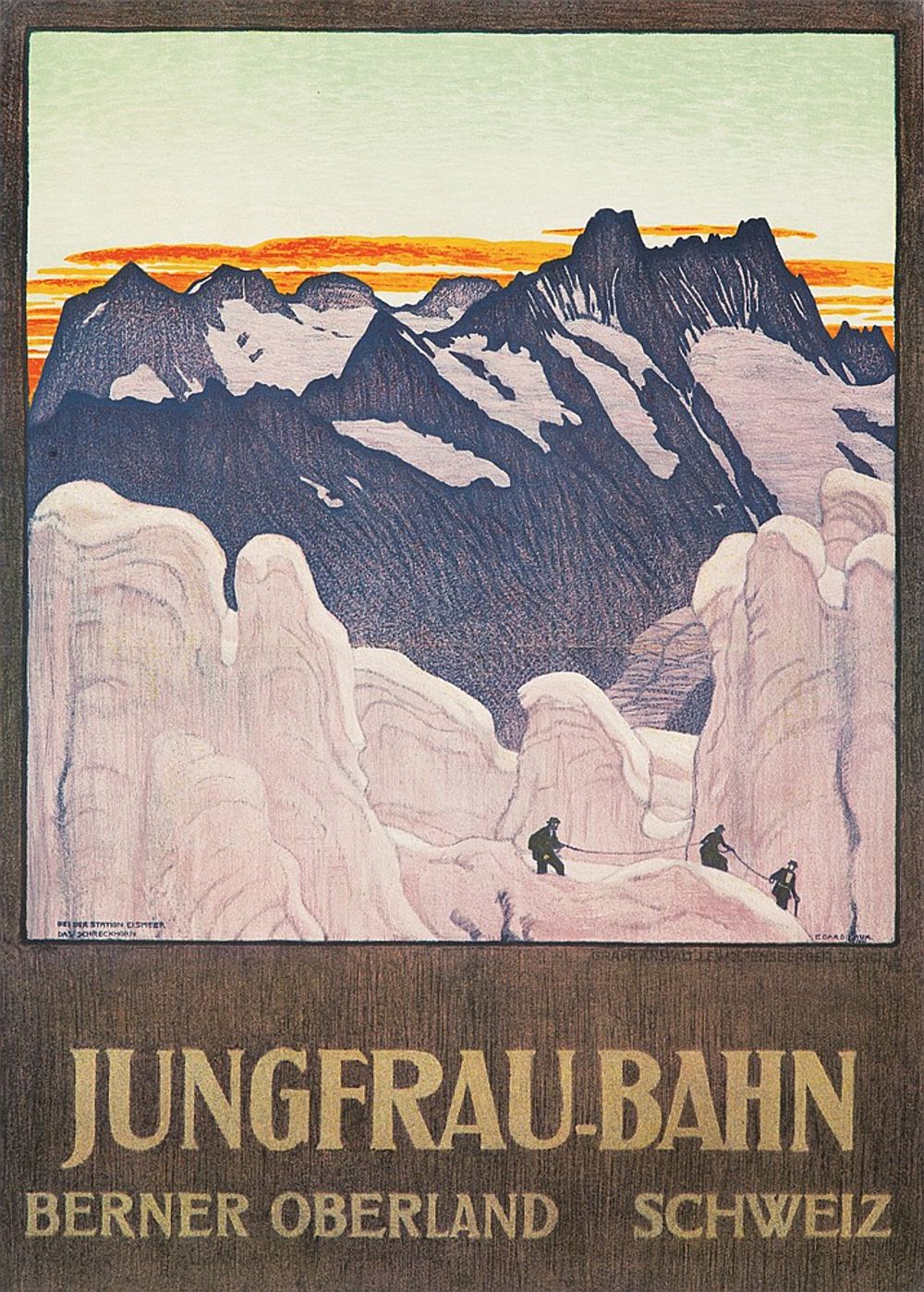 Jungfrau-Bahn 1910 - Emil Cardinaux Vintage Poster, Belle Epoque French Print, Poster Art Wall Art