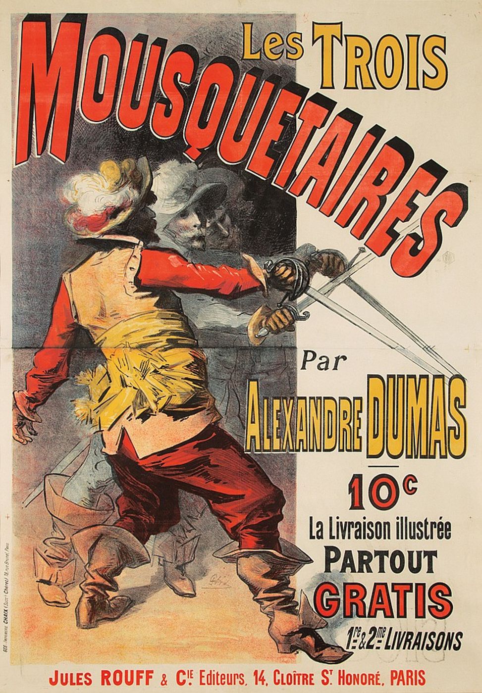 Les Trois Mousquetaires 1887 - Jules Cheret Belle Epoque Poster, Vintage French Advertising Print, Poster Art Wall Art