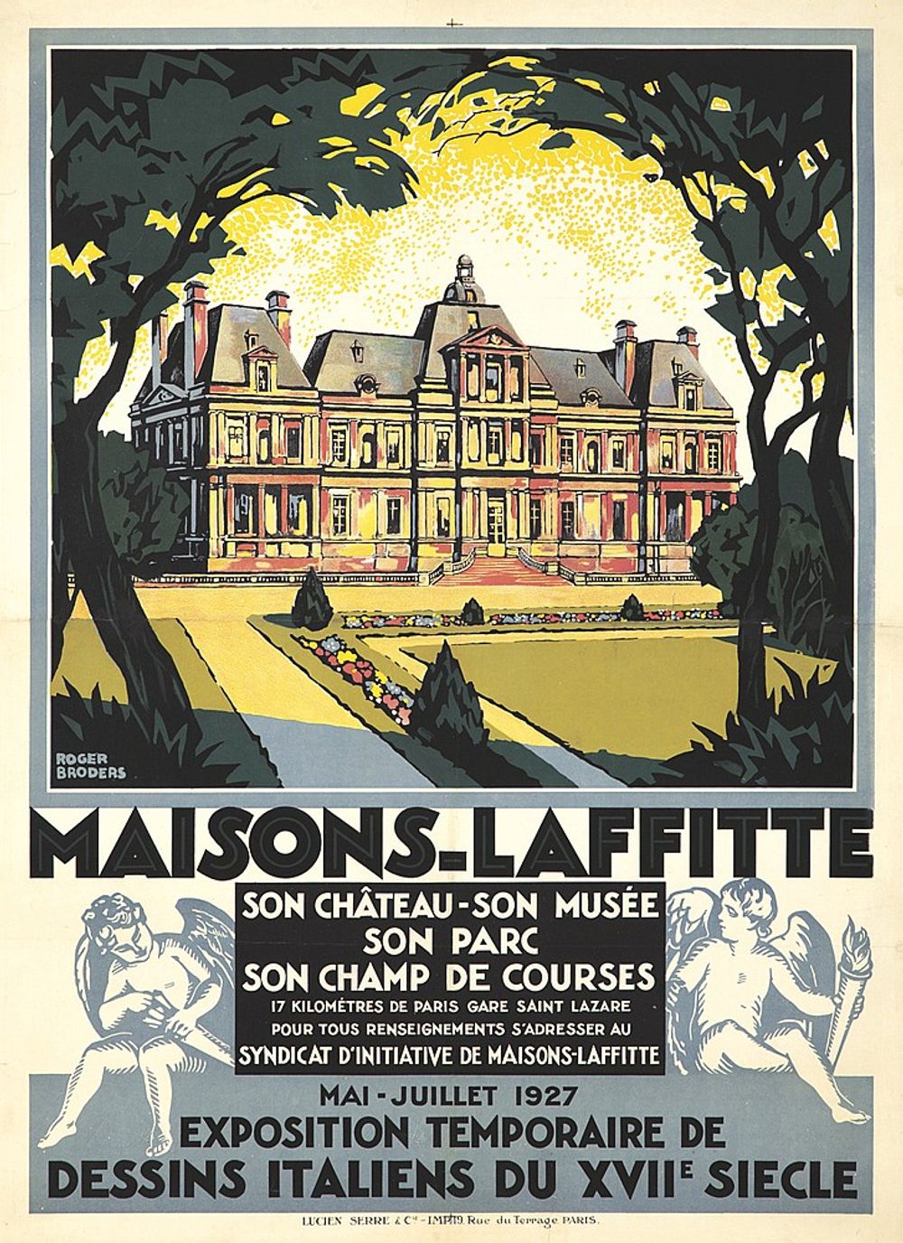 Maisons-Laffitte 1927 - Roger Broders Vintage French Travel Poster, Art Deco PLM Railway Print, Alpine Riviera Wall Art