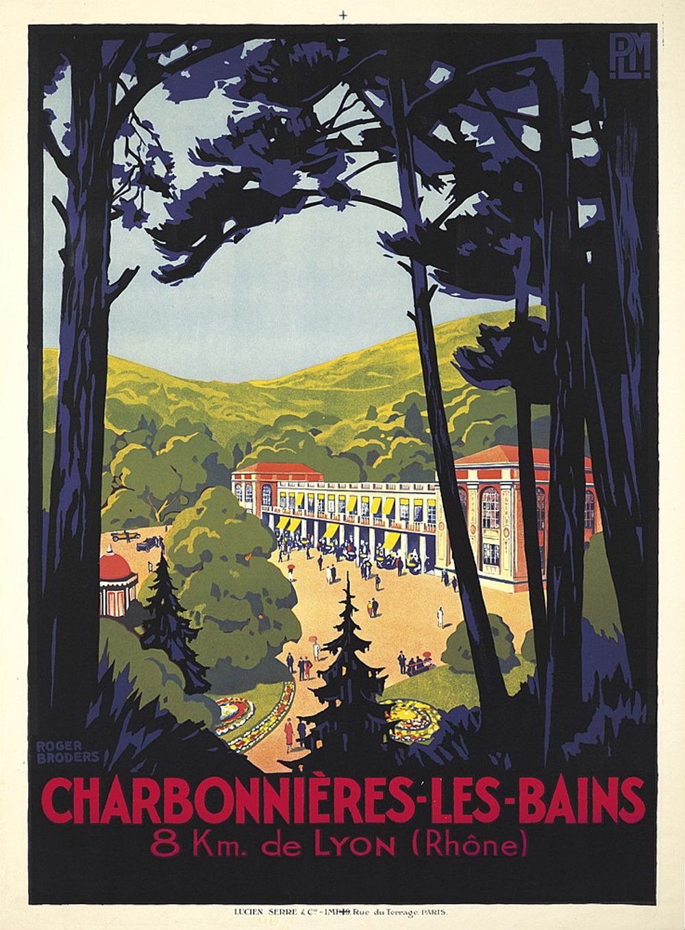 Charbonnieres-les-Bains 1927 - Roger Broders Vintage French Travel Poster, Art Deco PLM Railway Print, Alpine Riviera Wall Art