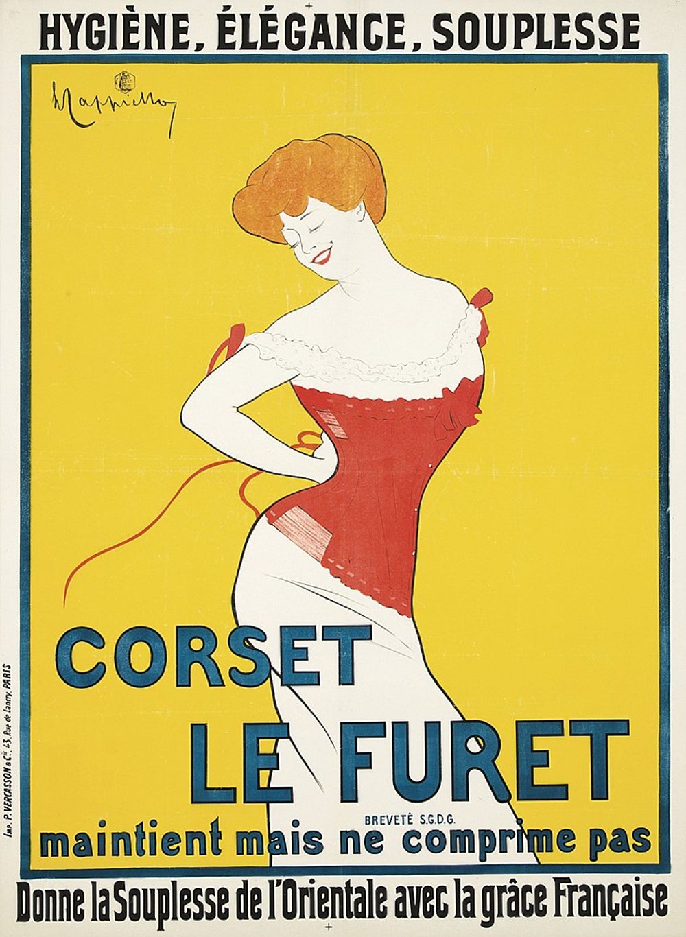 Corset Le Furet 1901 - Leonetto Cappiello Vintage Advertising Poster, Belle Epoque French Print, Poster Art Wall Art