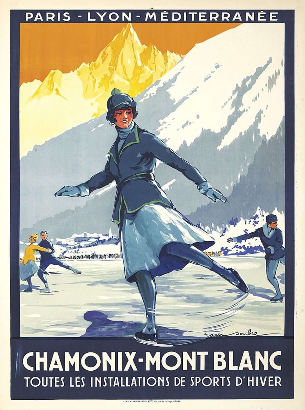 Chamonix-Mont Blanc 1923 - Roger Soubie Vintage Poster, Belle Epoque French Print, Poster Art Wall Art