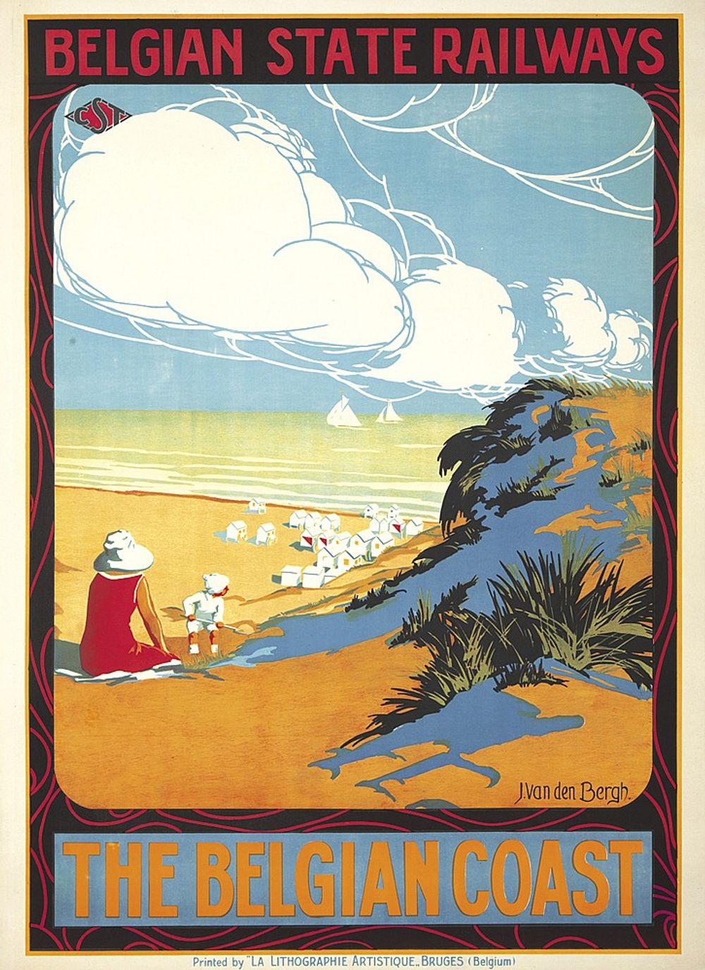 The Belgian Coast 1926 - Joseph Van Den Bergh Vintage Poster, Belle Epoque French Print, Poster Art Wall Art
