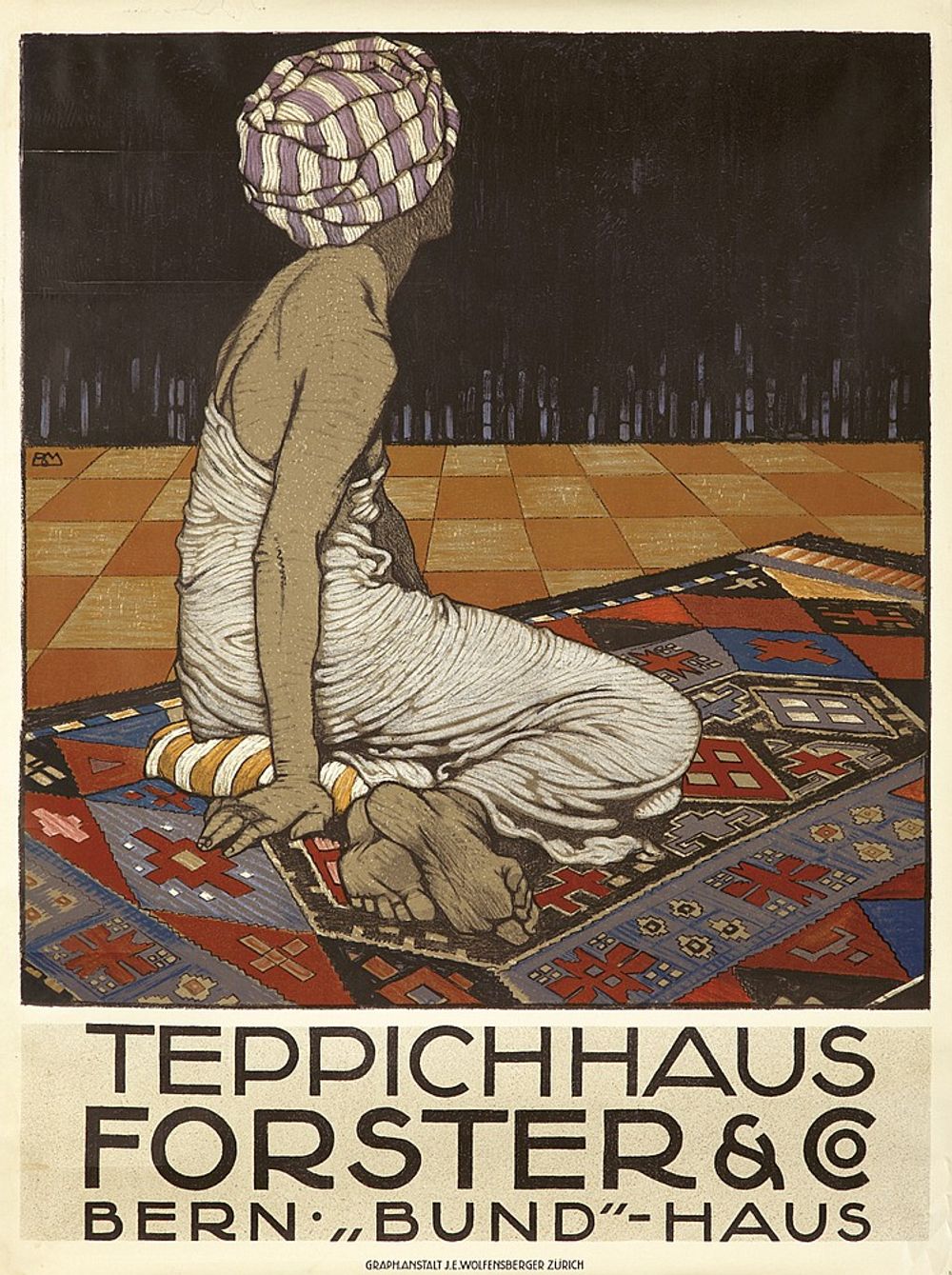 Teppichhaus Forster & Co 1911 - Burkhard Mangold Vintage Poster, Belle Epoque French Print, Poster Art Wall Art
