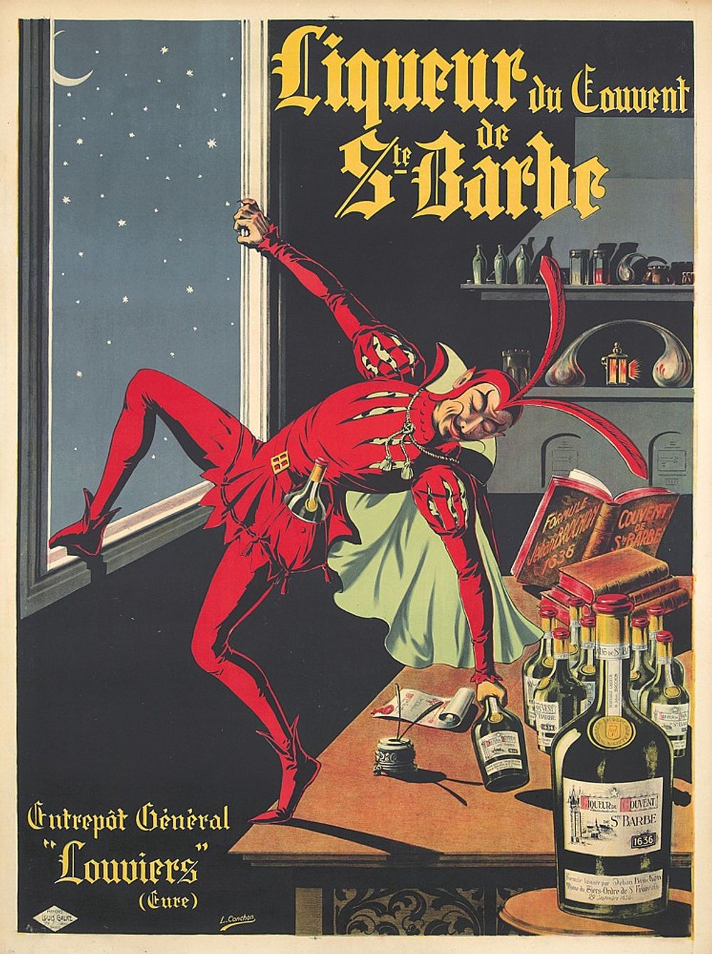 Liqueur Ste Barbe 1927 - L. Conchon Vintage Poster, Belle Epoque French Print, Poster Art Wall Art