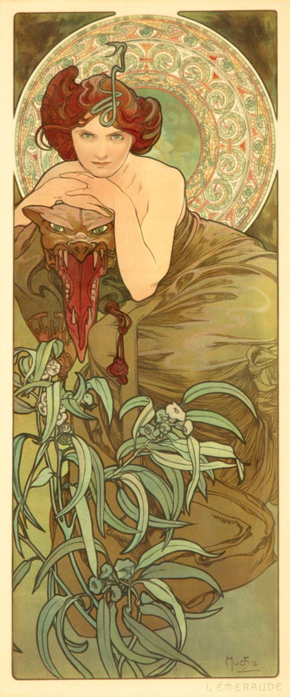 Precious Stones 1900 - Alphonse Mucha Art Nouveau Poster, Belle Epoque French Print, Woman Portrait Wall Art