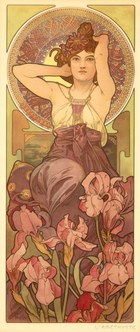 Precious Stones 1900 - Alphonse Mucha Art Nouveau Poster, Belle Epoque French Print, Woman Portrait Wall Art