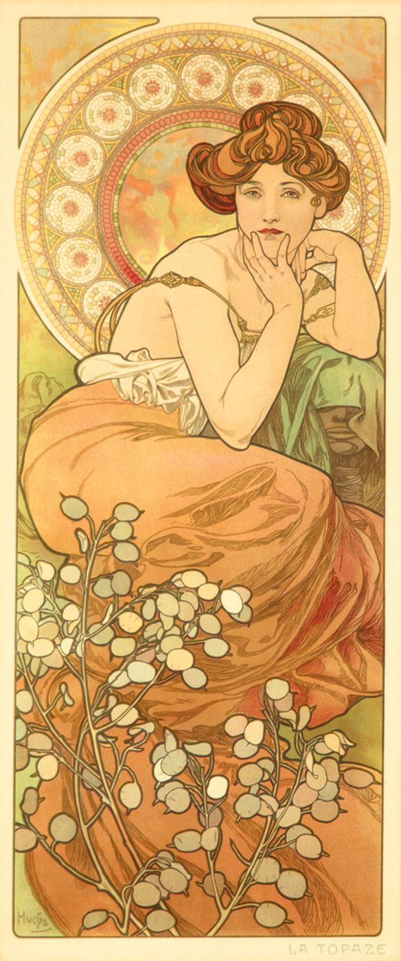 Precious Stones 1900 - Alphonse Mucha Art Nouveau Poster, Belle Epoque French Print, Woman Portrait Wall Art