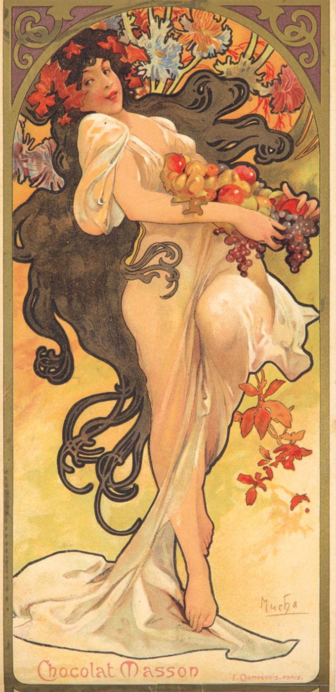 Chocolat Masson / Chocolat Mexicain 1896 - Alphonse Mucha Art Nouveau Poster, Belle Epoque French Print, Woman Portrait Wall Art