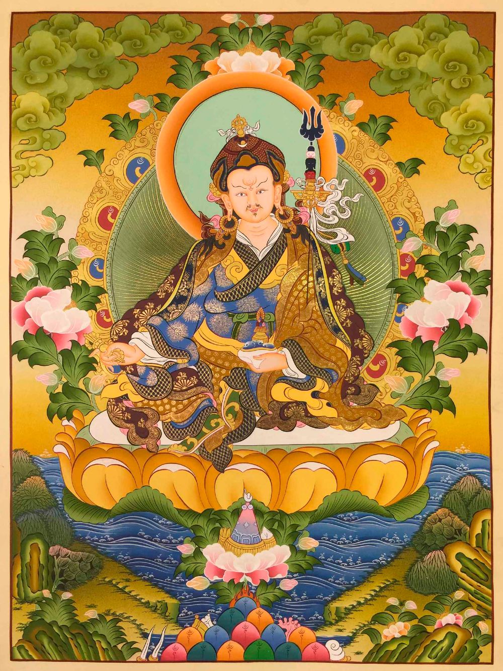 Vintage Buddhist Thangka No. 18 - Tibetan Meditation Art, Yoga Studio Poster, Zen Wall Decor, Sacred Buddhist Print
