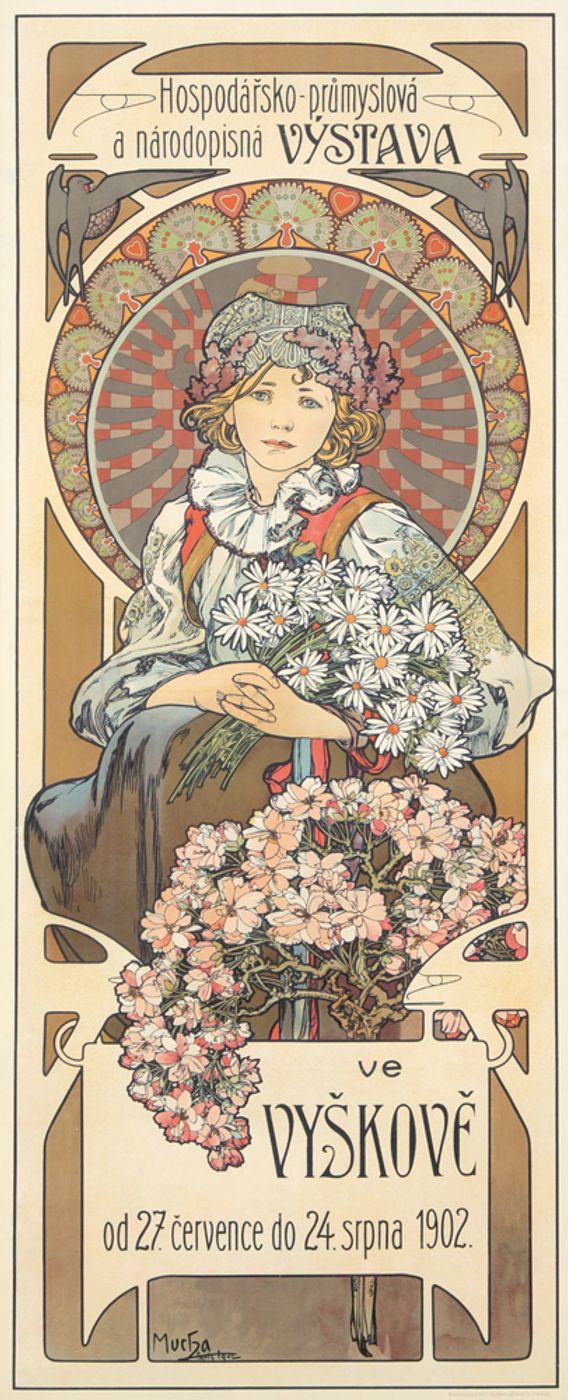 Vystava ve Vyskove 1902 - Alphonse Mucha Art Nouveau Poster, Belle Epoque French Print, Woman Portrait Wall Art