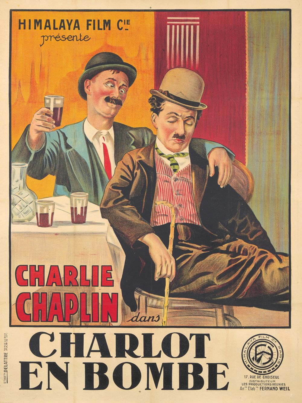 Charlot en Bombe 1915 - Vintage Poster, Belle Epoque French Print, Poster Art Wall Art