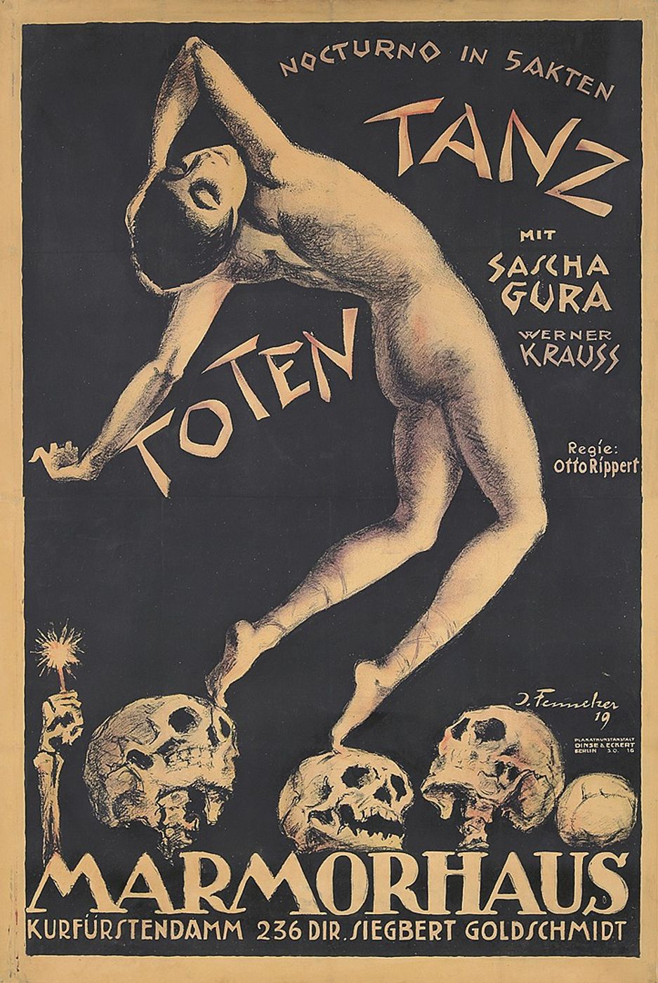 Marmorhaus / Toten Tanz 1919 - Josef Fenneker Vintage Poster, Belle Epoque French Print, Poster Art Wall Art