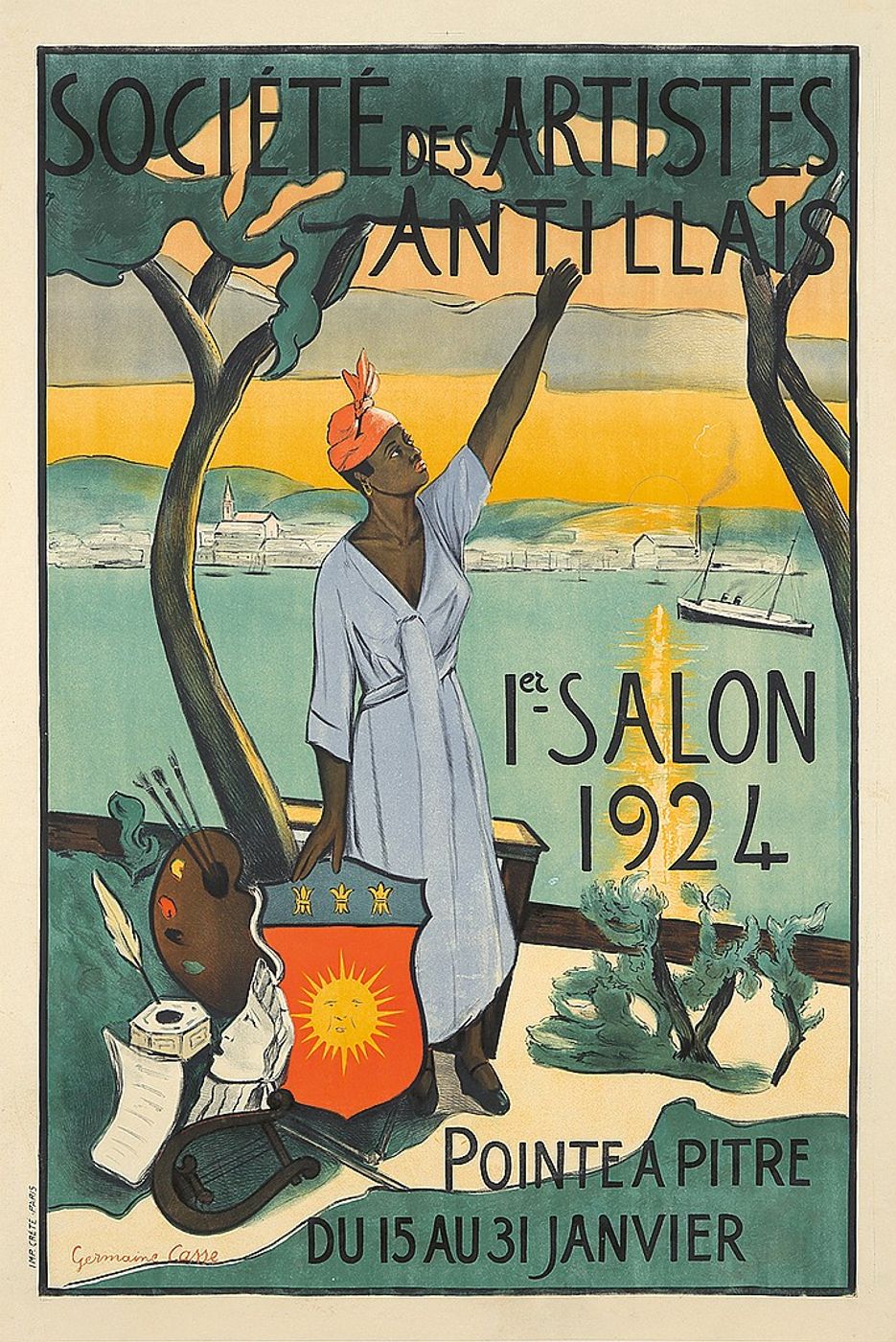 Societe des Artistes Antillais 1924 - Germaine Casse Vintage Poster, Belle Epoque French Print, Poster Art Wall Art