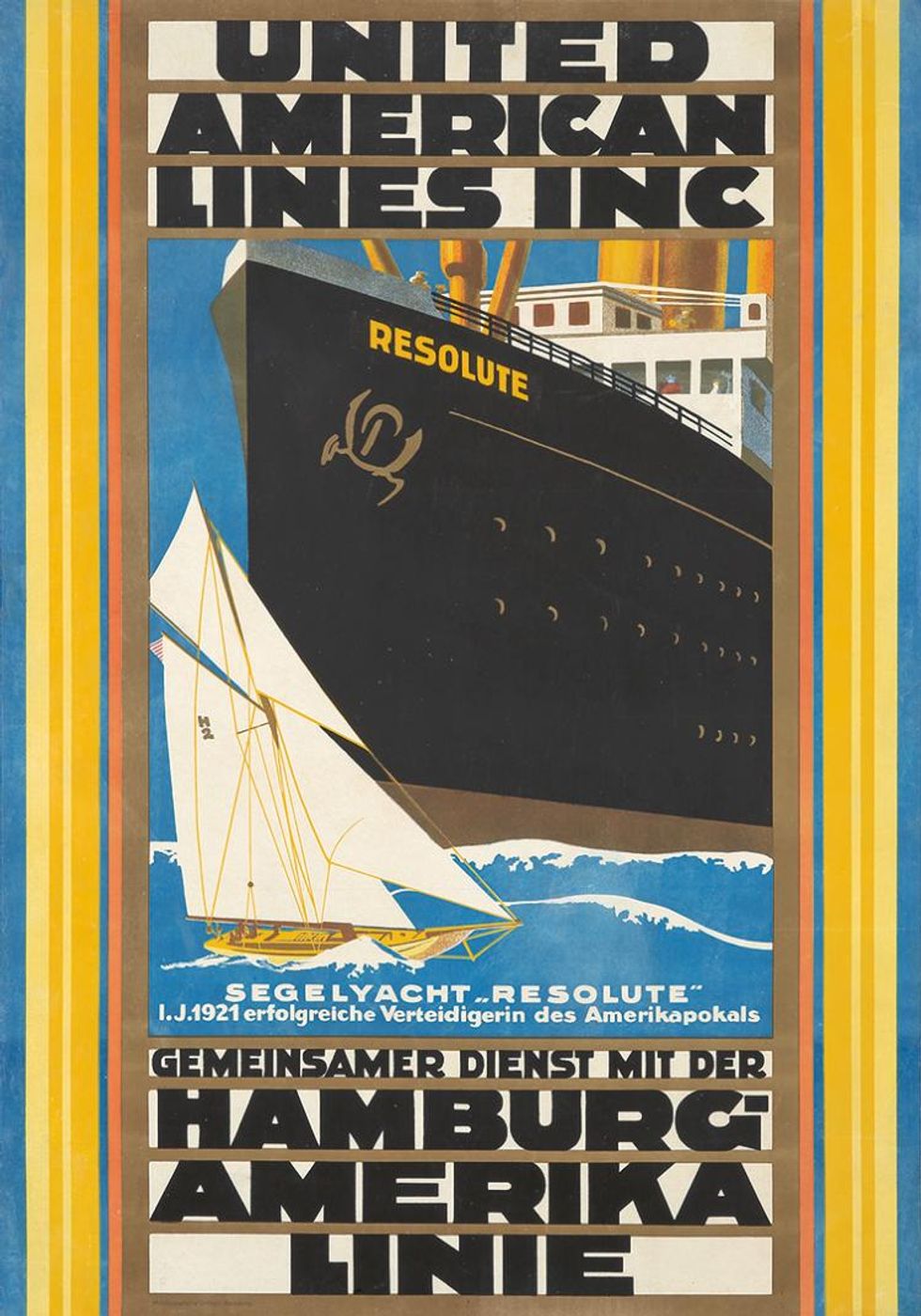 United American Lines ca 1922 - Vintage Poster, Belle Epoque French Print, Poster Art Wall Art