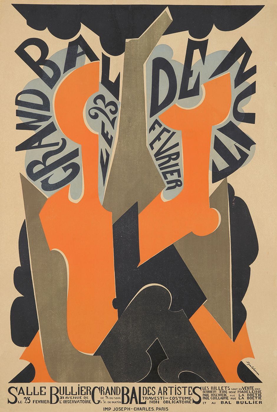 Grand Bal de Nuit 1920 - Natalia Gontcharova Vintage Poster, Belle Epoque French Print, Poster Art Wall Art