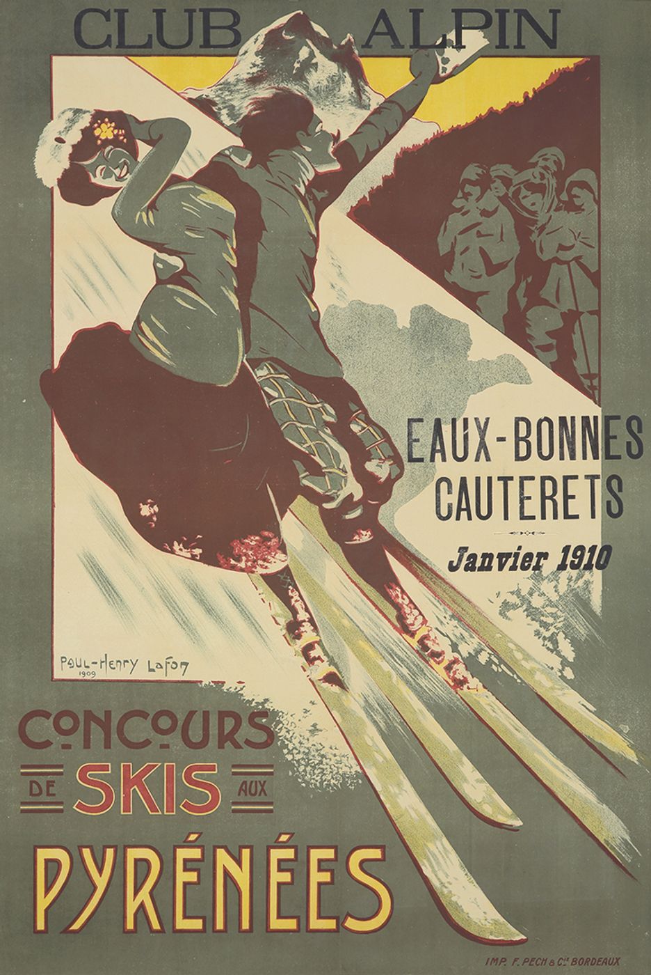 Club Alpin 1909 - Paul-henry Lafon Vintage Poster, Belle Epoque French Print, Poster Art Wall Art