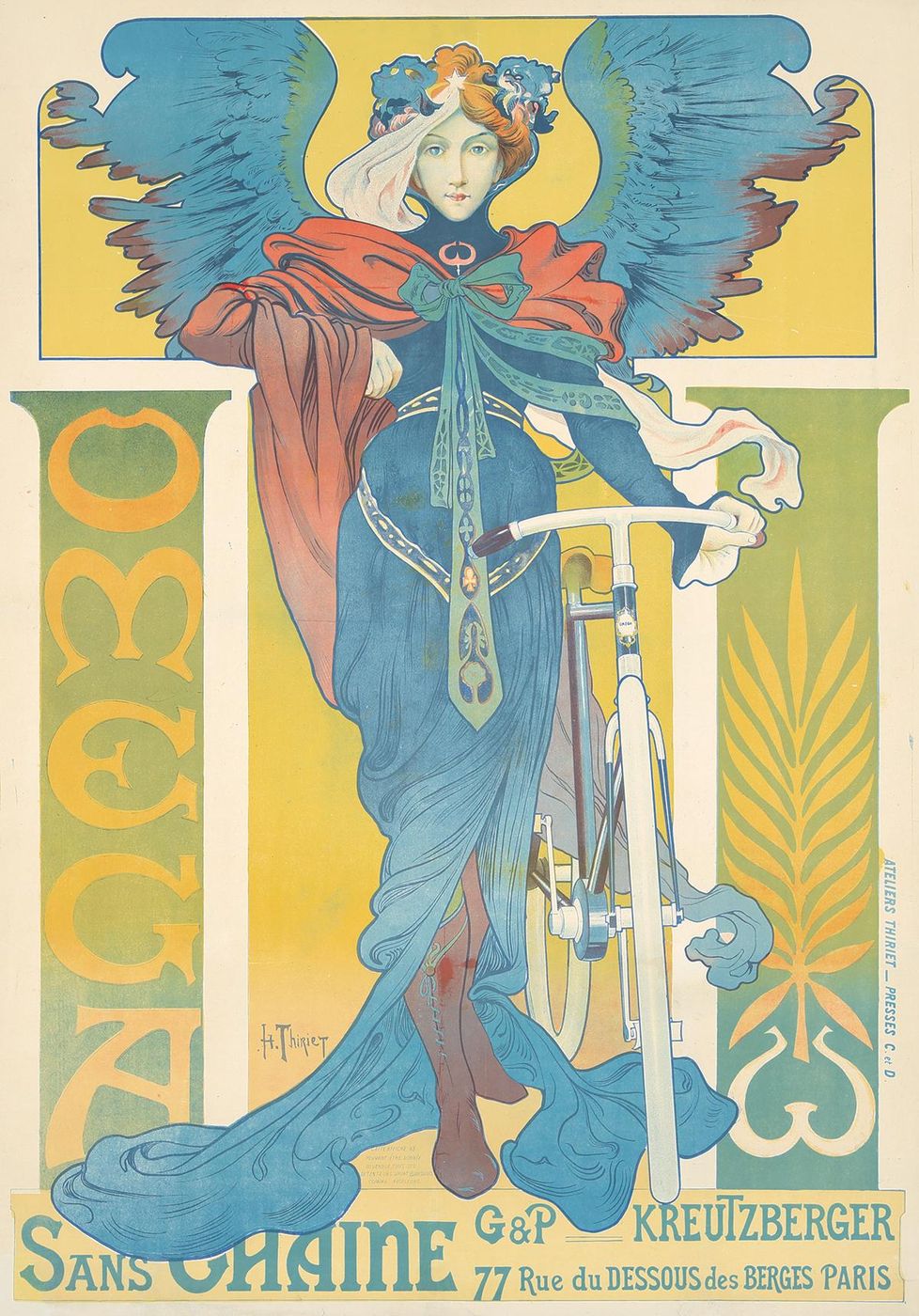 Omega 1897 - Henri Thiriet Vintage Poster, Belle Epoque French Print, Poster Art Wall Art