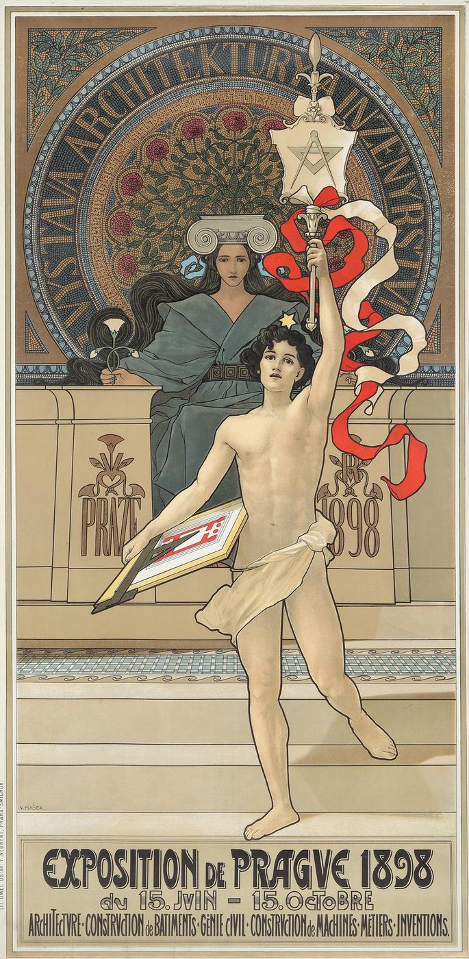 Vystava Architektury 1898 - Karel Vitezslav Masek Vintage Poster, Belle Epoque French Print, Poster Art Wall Art