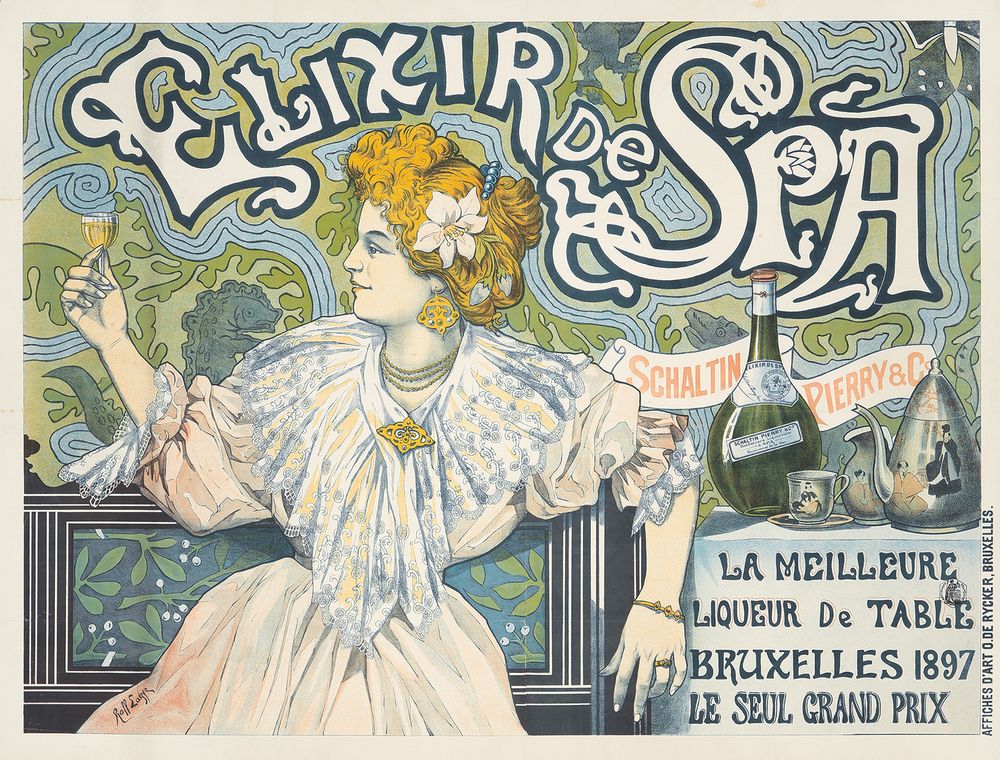 Elixir de Spa 1897 - Raff Lagye Vintage Poster, Belle Epoque French Print, Poster Art Wall Art