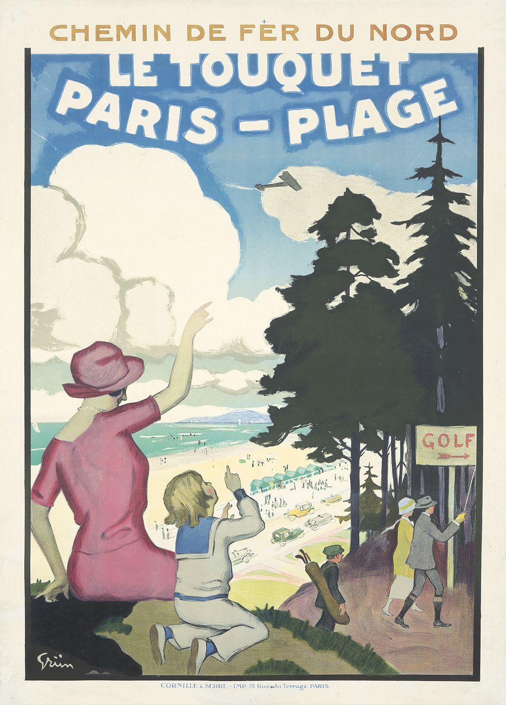 Le Touquet/Paris-Plage 1925 - Jules Alexandre Grun Vintage Poster, Belle Epoque French Print, Poster Art Wall Art