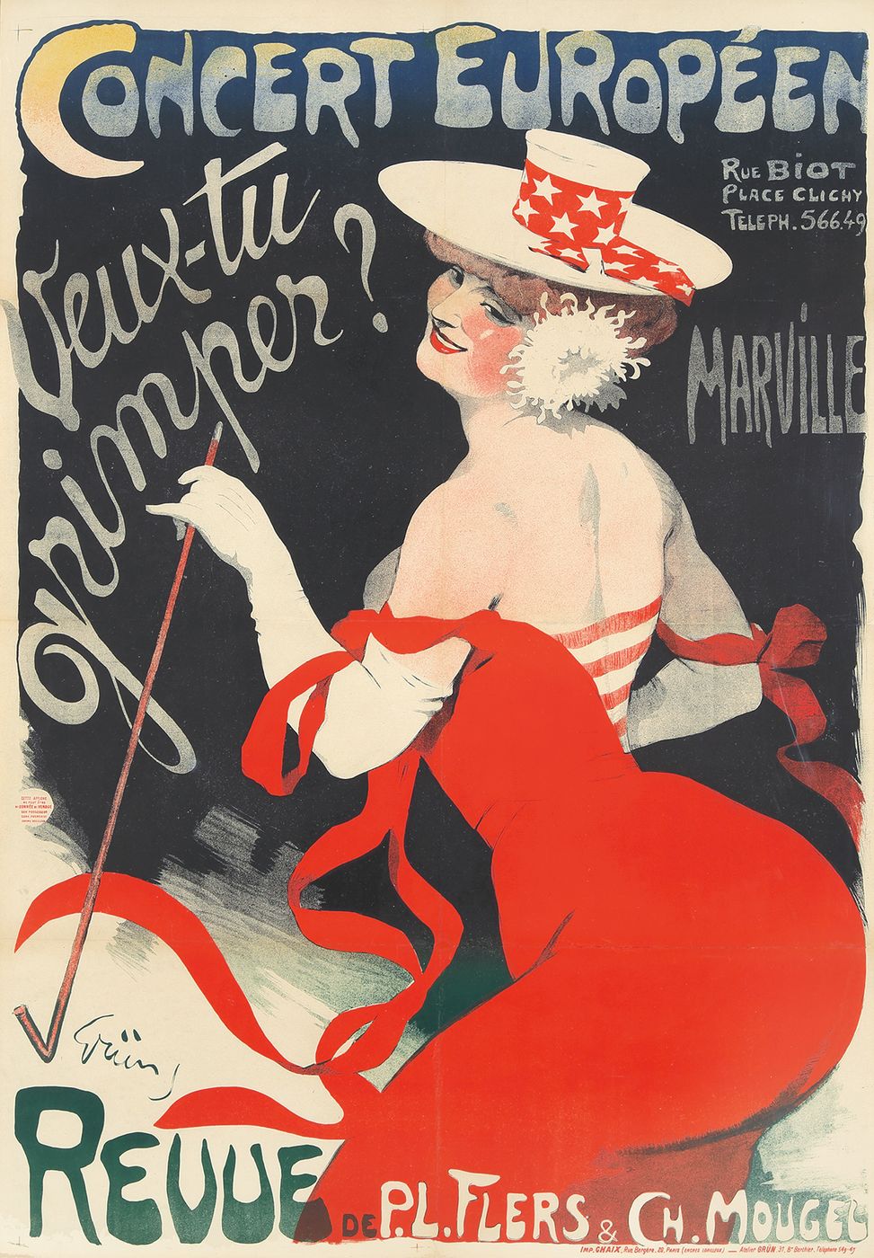 Concert Europeen/Veux-tu Grimper? 1901 - Jules Alexandre Grun Vintage Poster, Belle Epoque French Print, Poster Art Wall Art