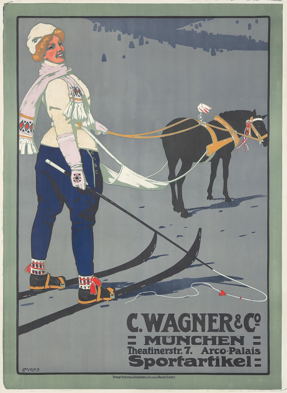 Wagner & Co/Sportartikel 1909 - Carl Moos Vintage Poster, Belle Epoque French Print, Poster Art Wall Art