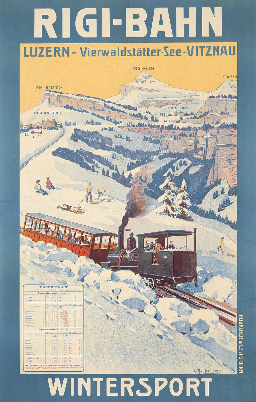 Rigi-Bahn 1906 - Anton Reckziegel Vintage Poster, Belle Epoque French Print, Poster Art Wall Art