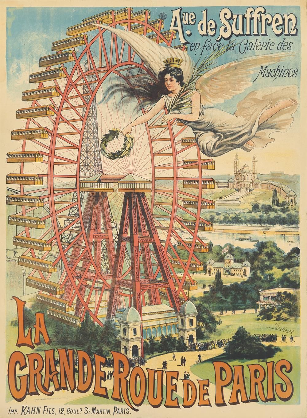 La Grande Roue de Paris 1900 - Albert Dorfinant Vintage Poster, Belle Epoque French Print, Poster Art Wall Art