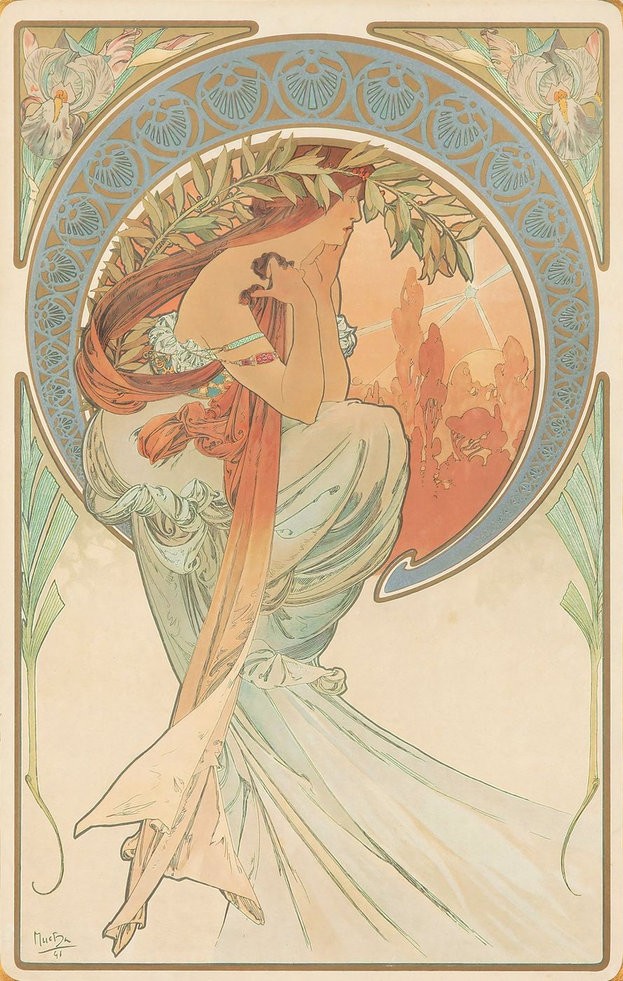 Alphonse Mucha The Arts / Poetry - Vintage Art Nouveau Poster, Belle Epoque Print, Decorative Panel, Woman Wall Art, Gallery Wall Decor