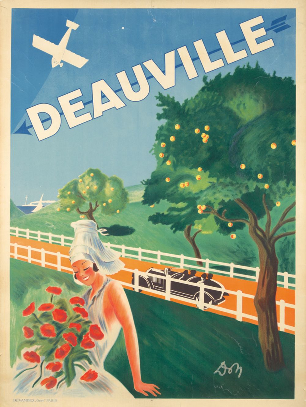 Deauville 1925 - Jean Don Vintage Poster, Belle Epoque French Print, Poster Art Wall Art