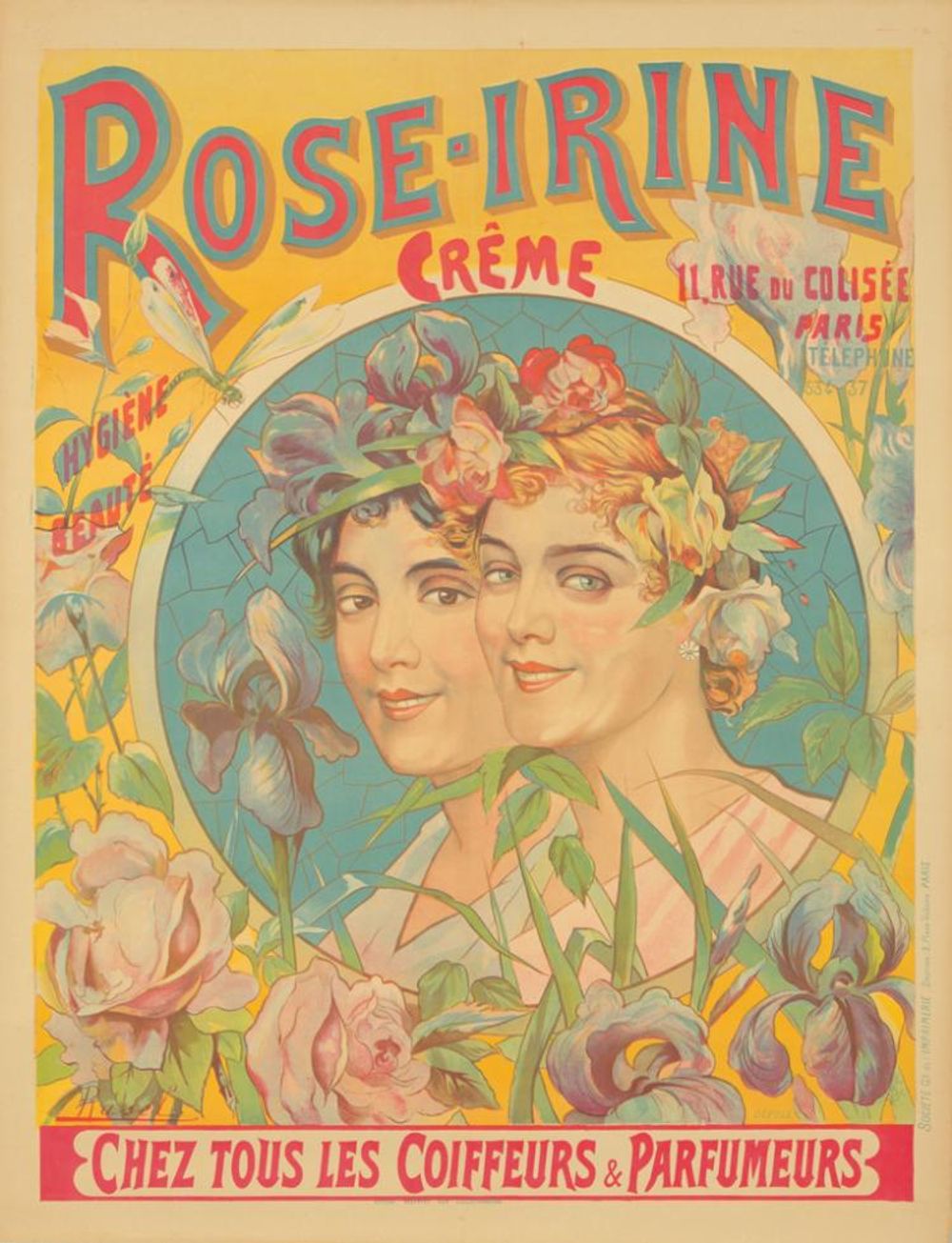 Rose-Irine Creme 1894 - Rasel Vintage Poster, Belle Epoque French Print, Poster Art Wall Art