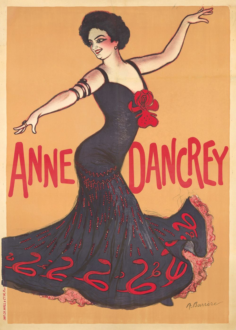 Anne Dancrey 1906 - Adrien Barrere Vintage Poster, Belle Epoque French Print, Poster Art Wall Art